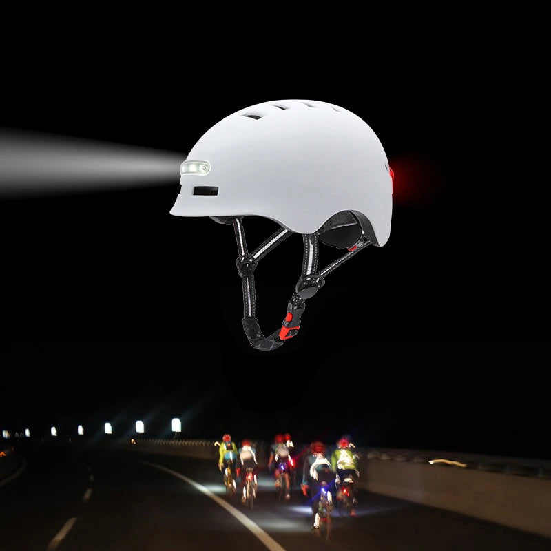 Gudook Popular Casco Unique Electric Bike Helmets ScooterHelmet with LED Front and Rear Warning Lights