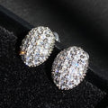 CAOSHI High Quality Oval Shape Cubic Zirconia CZ Earring Zircon Crystal Stud Earrings White Gold Color Earings Studs Women