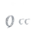 Wholesale Factory Price Simple Plain Leaf Jewelry 925 Sterling Silver Zircon Wheat Ear Ring Earrings Jewelry Set for Women