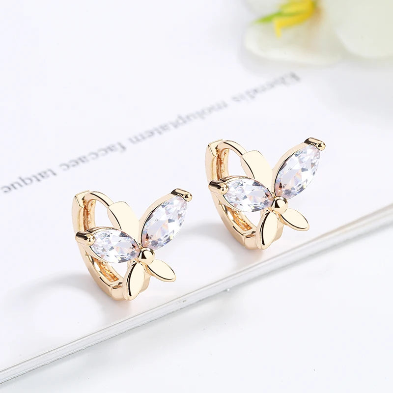 Cute Gorgeous butterfly Huggie Earring Small Hoops for Women Gold Plated Earrings 18k New Fashion Earings