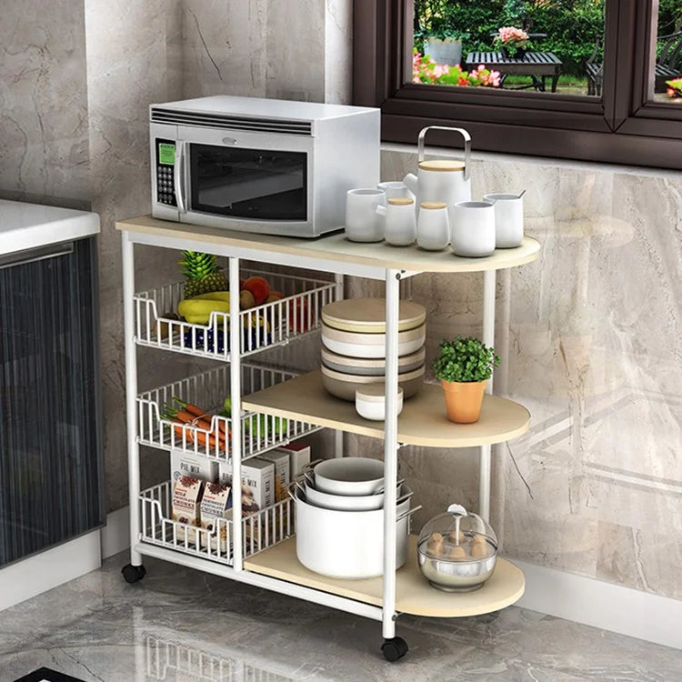 Multi-layer Movable Kitchen Shelf Microwave Oven Pot Storage Rack Domestic Organizer Multifunctional Cart Trolley with Casters