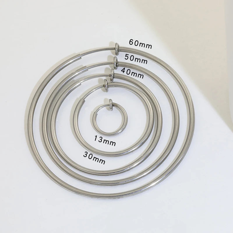 Hot Sale Clip-On Stainless Steel Spring Hoop Earrings for Women Non-Pierced Fashion Jewelry