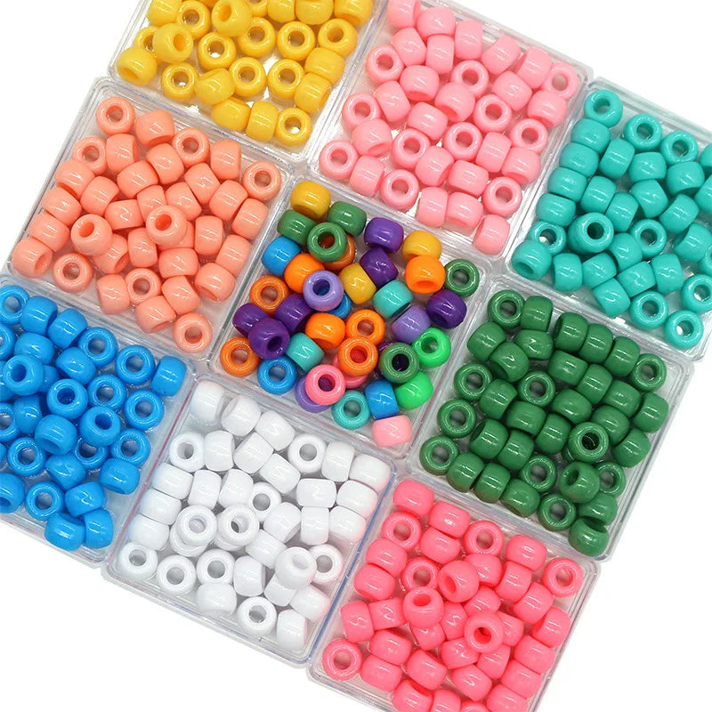OEM Packing Accept 6*9mm Large Hole Beads Plastic Pony Beads for DIY Jewelry Different Colors