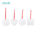 PYD Life Wholesale 240 PCS 3 Inch Glass Frosted Sublimation Blank Custom Ornaments Sublimation With Red Ribbon