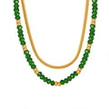 Europe and America Multi-color Trinitite Crystal Clear Double-layer Snake Chain Bone Beads Chain Necklace Steel Jewelry