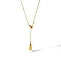 Wholesale New Simple Fashion Stainless Steel Women Gold Plated Water Drop Pendent Tassel Necklace