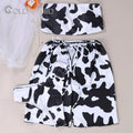 Hot Selling Lace-up Skirt Cross 2 Piece Set Strapless Milk Cow Print Underwire Quick Dry Eco-Friendly Women's Swimsuit
