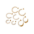 Nabest 18K Gold Plated Stainless Steel Earrings CC Shape Stud Waterproof Imitation Pearl Geometric Pattern Weddings Engagements