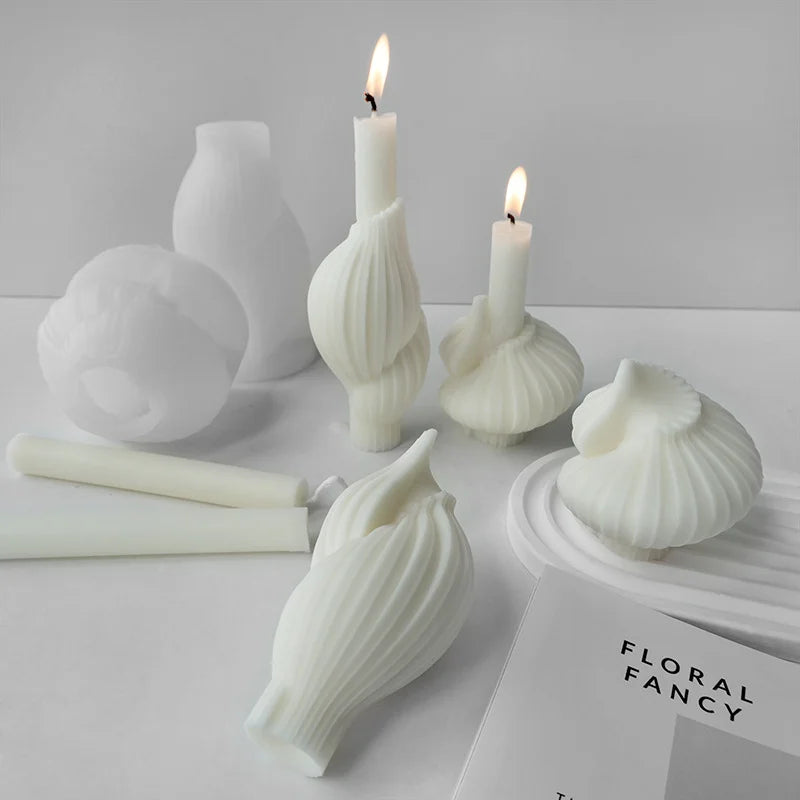 Geometric Aromatherapy Candle Silicone Molds Diy Conch Modeling Geometric Ornaments Resin Plaster Production