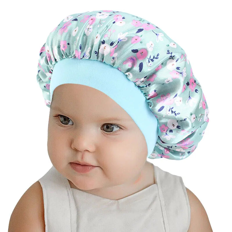 Wholesale Fashion Cute Girl Wear Single Layer Kids Bonnets Satin Sleep Bonnets for Kids
