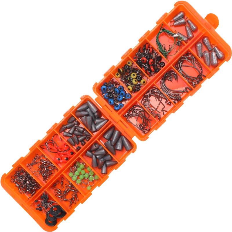 WEIHE 231pcs Fishing Accessory Combo Accessories Set for Fishing Activity Hooks Lead Sinkers Stoppers Swivel and Snap Kit