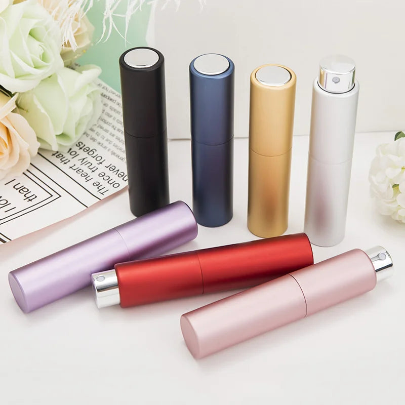Portable 8ml 10ml Aluminum Perfume Bottles Empty Twist Rotation Refillable Atomizers for Cosmetic Packaging