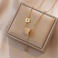 Wholesale New Stainless Steel Designer Women Luxury Tassel Necklace Small Waist Diamond Opal Necklace