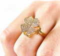 Birthstone Cubic Zirconia Anti-Anxiety Four Leaf Ring Spinning Rings Rotatable Calming Worry Meditation Rings for Women