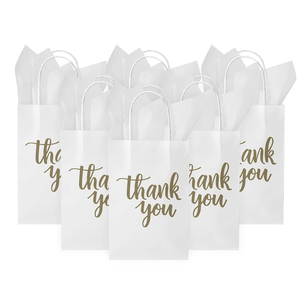 Customized Design Bolsas De Papel Thank You Kraft Paper Bag for Gift Packaging Party Wedding Birthday