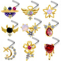 Gaby New Arrival Stainless Steel Designer Nose Rings Zircon Embellished Heart-Design Body Piercing Jewelry for Weddings
