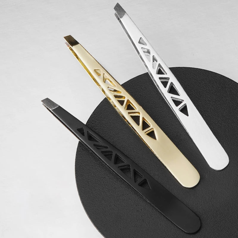 Makeup Beauty Care Tool Cosmetic Hollow Design Gold Eyebrow Tweezers Eyelash Extension Tweezers