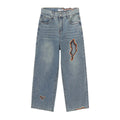 Do Old Torn Embroidery Men Trousers Jeans Tapered Baggy Jeans Men Denim Jeans Men