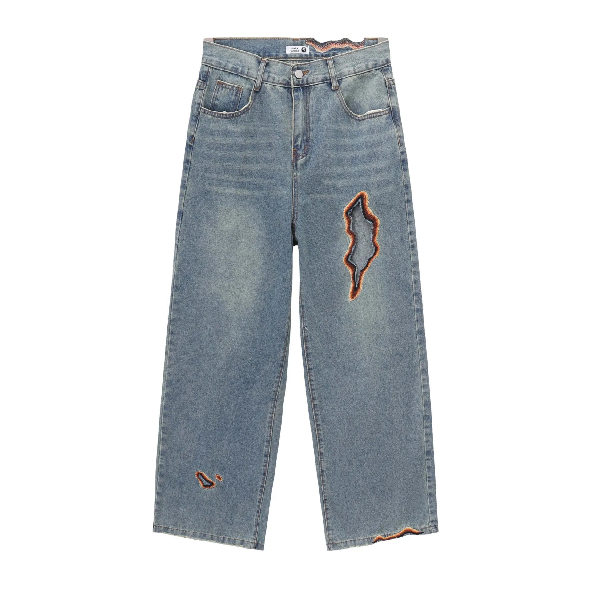 Do Old Torn Embroidery Men Trousers Jeans Tapered Baggy Jeans Men Denim Jeans Men