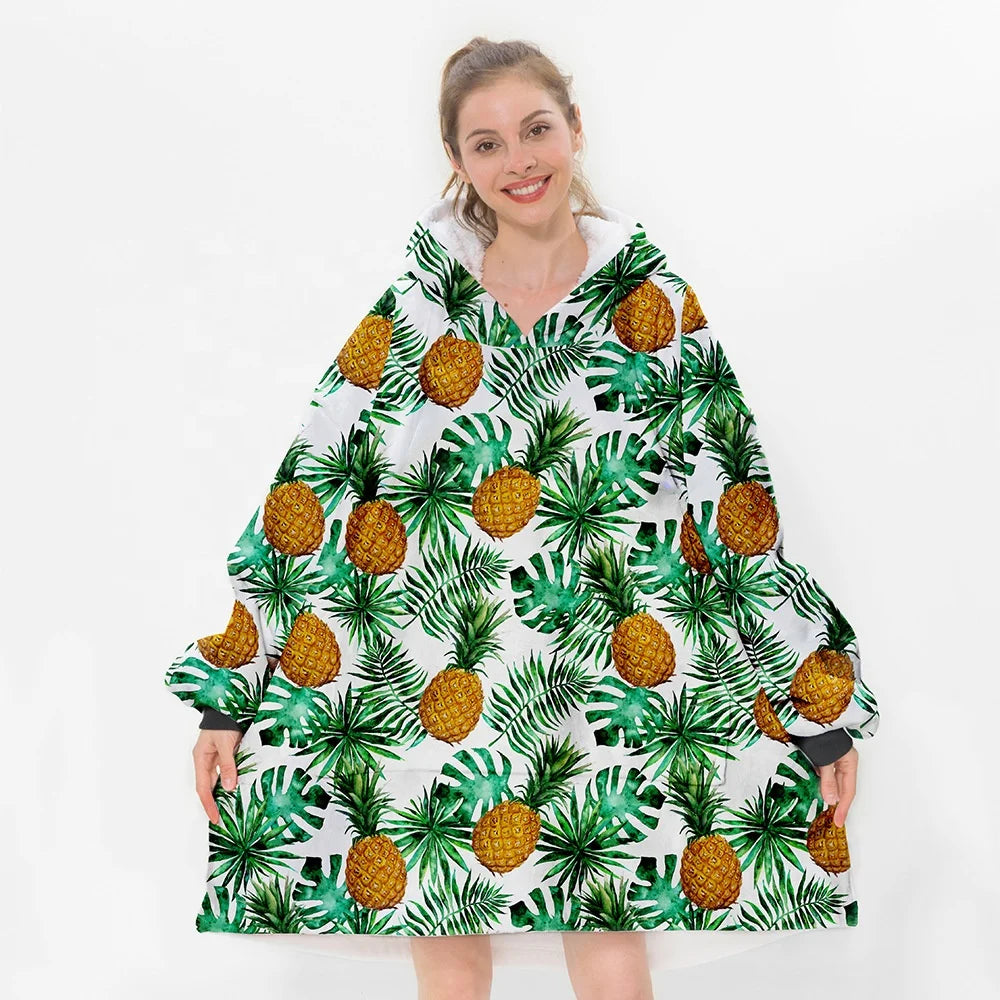 Super Soft Custom Wearable Hoodie Blanket Knitted Fleece 0 MOQ Hooded Blanket
