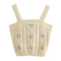 2024 Women's Summer Knitted Vest Cool Fashion Sleeveless Sweater Embroidered Flower Design Customizable