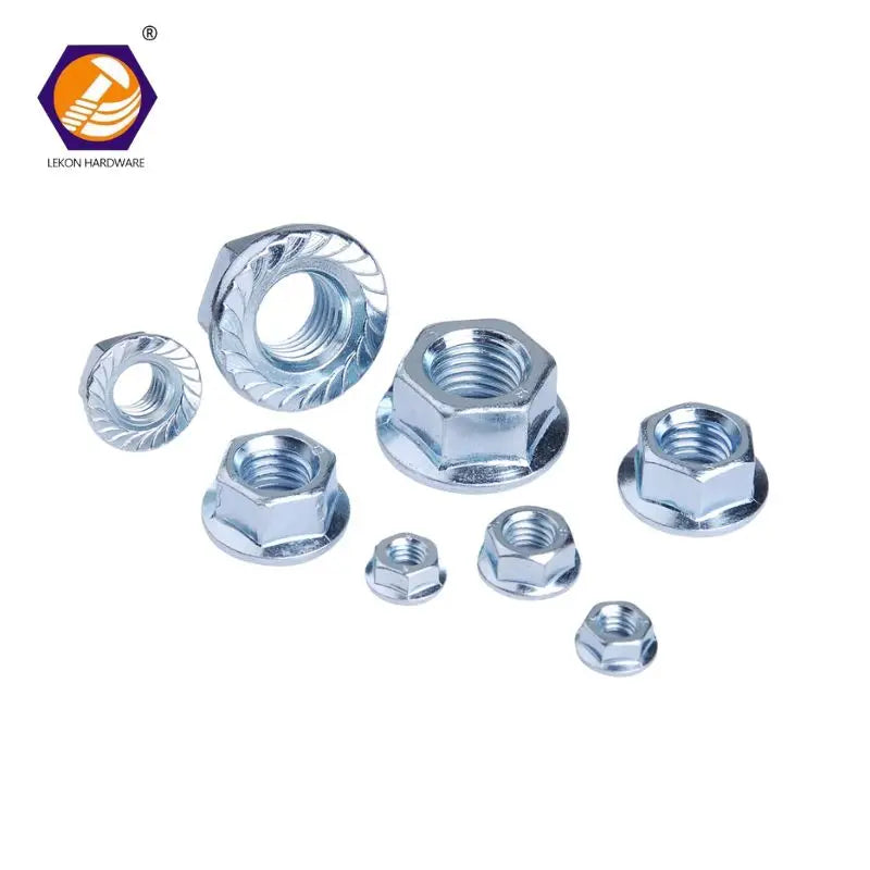 Wholesale M3 Thread M4 M5 M6 M8 M10 M12 Stainless Steel Flange Nut with Hex Head Zinc Plated Galvanized Finish Metric Certified