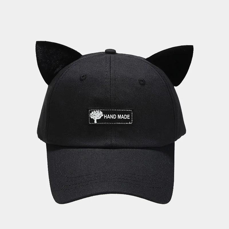 Korea Street Cute Cat Ears pilot Sports Fan Baseball Caps Female Hip Hop Joke and Two Sides Sunglasses Customize Sports Caps Hat