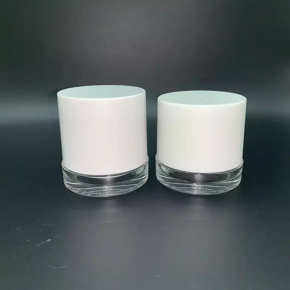 Wholesale Refillable Plastic Cream Jar 15mg 30g 50g Acrylic Empty Cosmetic Plastic Jar with High Lid for Face Body Cream Packing