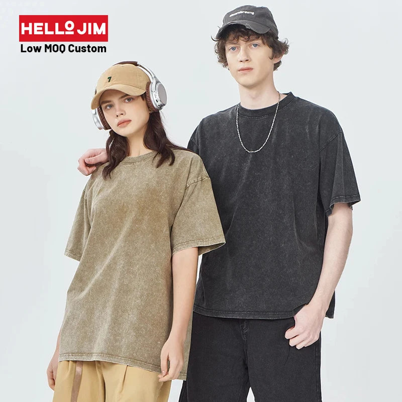 Wholesale T-shirt 250 Grams Cotton Customize Unisex Clothing Vintage Tee Shirts Street Wear Vintage Heavyweight Tshirt