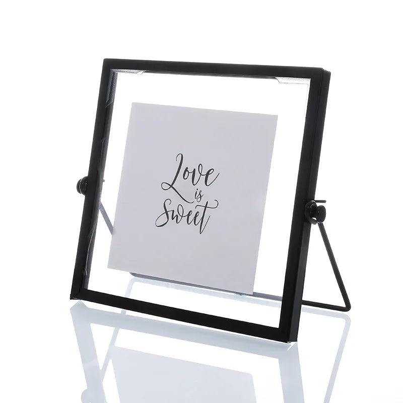 6 Inch Double Glass Frame for Pressed Flowers Leaf Glass Geometric Wall Decor and Gold Picture Frame Floating Picture Frame