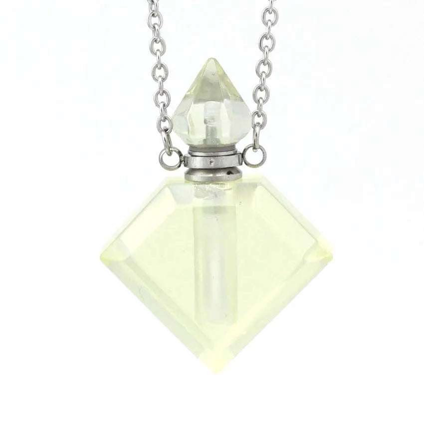 Hongzhuo Fashion square Shape Natural Citrine Gemstone Perfume Bottle Pendant Healing Crystal Pendant Jewelry
