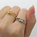 Stainless Steel Rotate Beads Anxiety Rings Adjustable Stress Relief Fidget Rings for Women Men Fashion Jewelry Gift