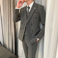 High Quality Men's Suit Business Double Breasted Striped Slim Fit Comfortable Breathable Three Piece Suit