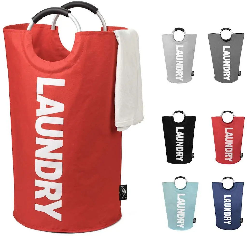 Modern Foldable Canvas Laundry Hamper with Collapsible Storage Washing Box Bathroom Cloth Folding Handles for Home Use