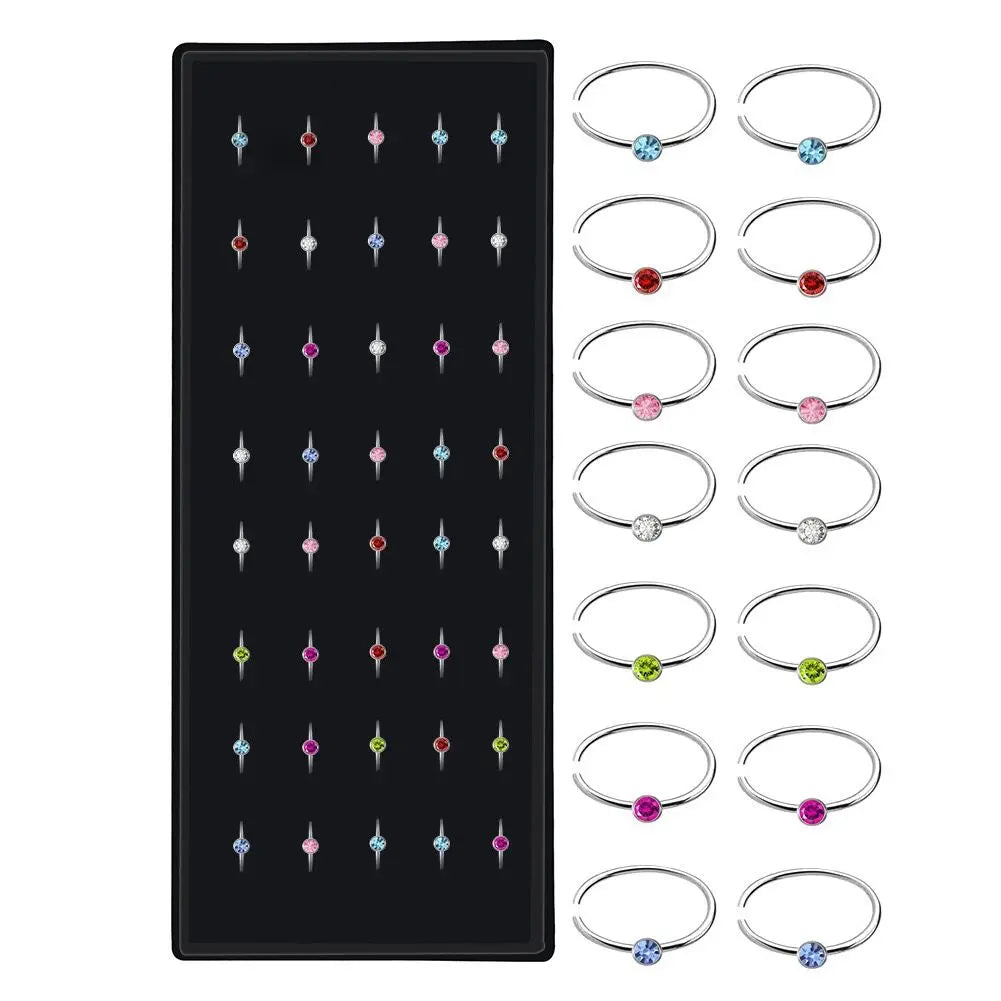 Crystal Colorful Nose Stud Piercing Jewelry Surgical 316 L Stainless Steel Nose Rings