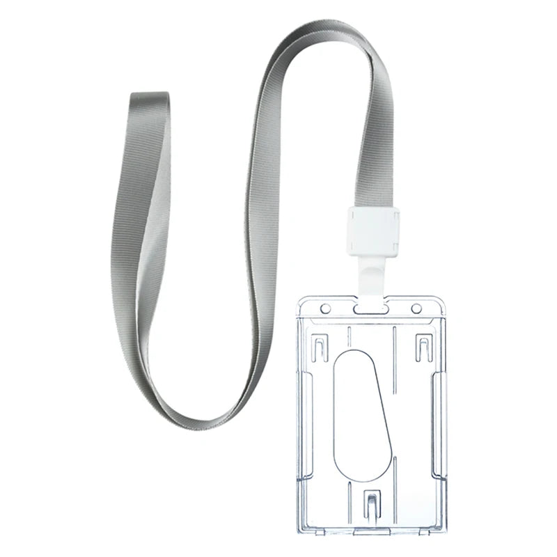 Custom High Quality Hard Plastic Badge Holder with Polyester Lanyard Multiple Colors for ID Card Working