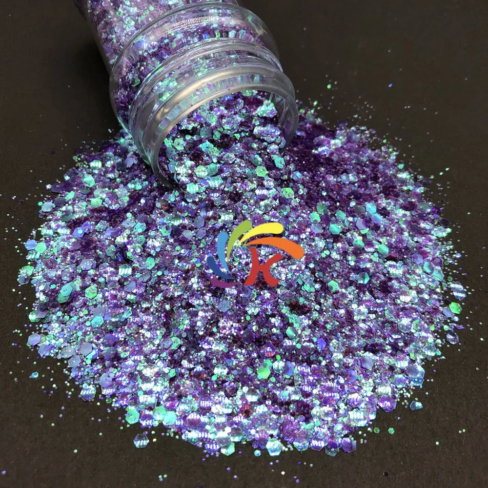 Color Shifting Bulk Chunky Glitter Wholesale Polyester Custom Mix Glitter for Nails Christmas Decorations