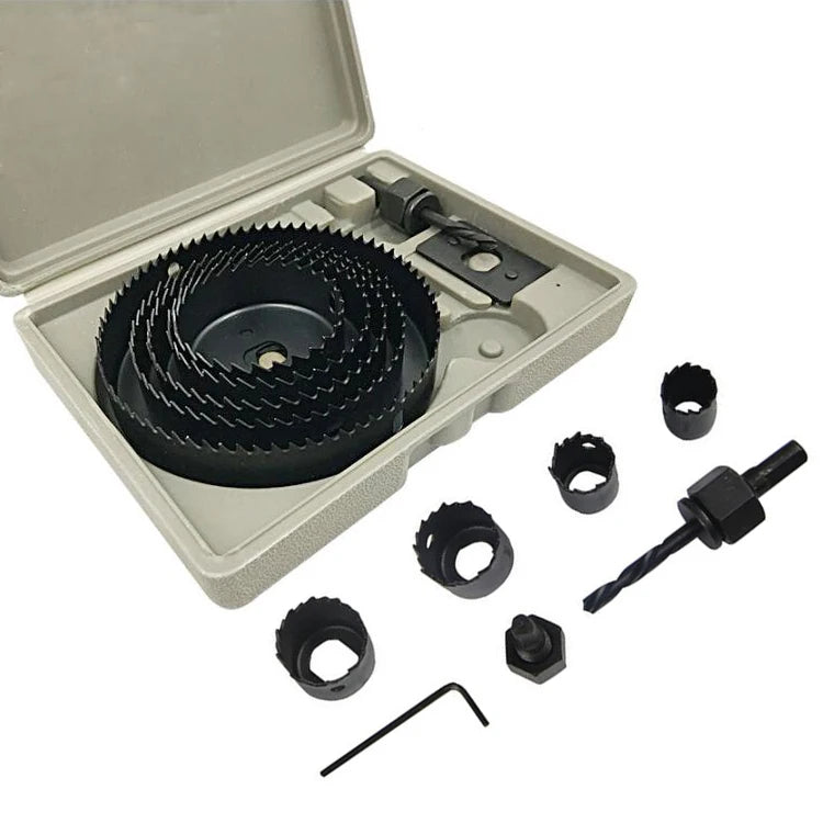 Solude 8Pcs 8PCS 19-164mm Hole Saw Carbon Steel Drill Bits Plaster Wood Hole Saw Cutter Set