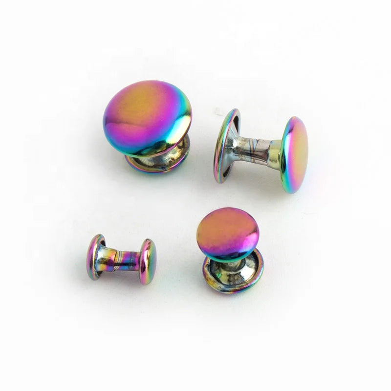 Nolvo World High Quality Rainbow Round Double Fastern Rivets Pets Strap Rivets Decoration Studs Bags for Leather