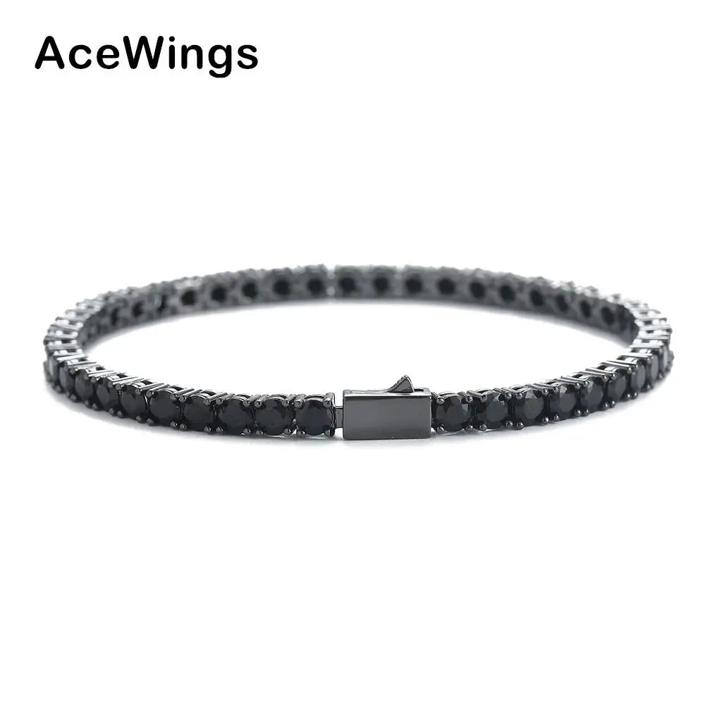 BB243 4mm Black Stone Tennis Bracelets Fashion Jewelry for Men and Women