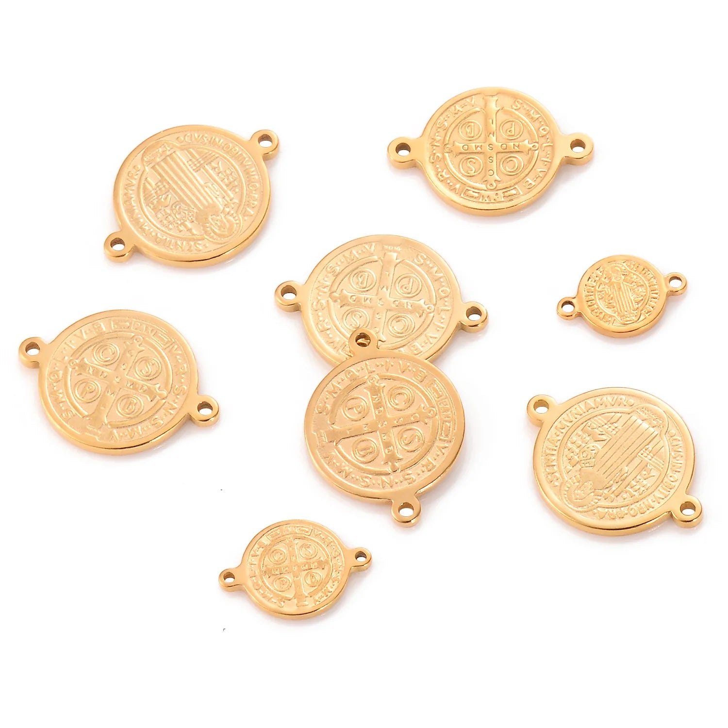 Stainless Steel Medal Catholic Jewelry Charm Different Size 10mm 12mm 14mm 16mm 18mm St Benedict Pendant Accessories