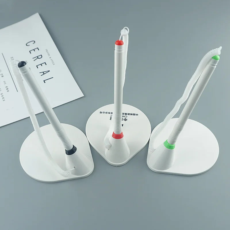 Wholesale Promotional Counter Pens Custom Logo Desktop Plastic Ballpoint Pen with Adhesive-Backed Base
