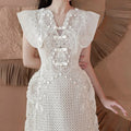Vietnam Niche Design Floral Embroidery Lace Short Dress 2024 Summer New Slim Elegant Women Dress