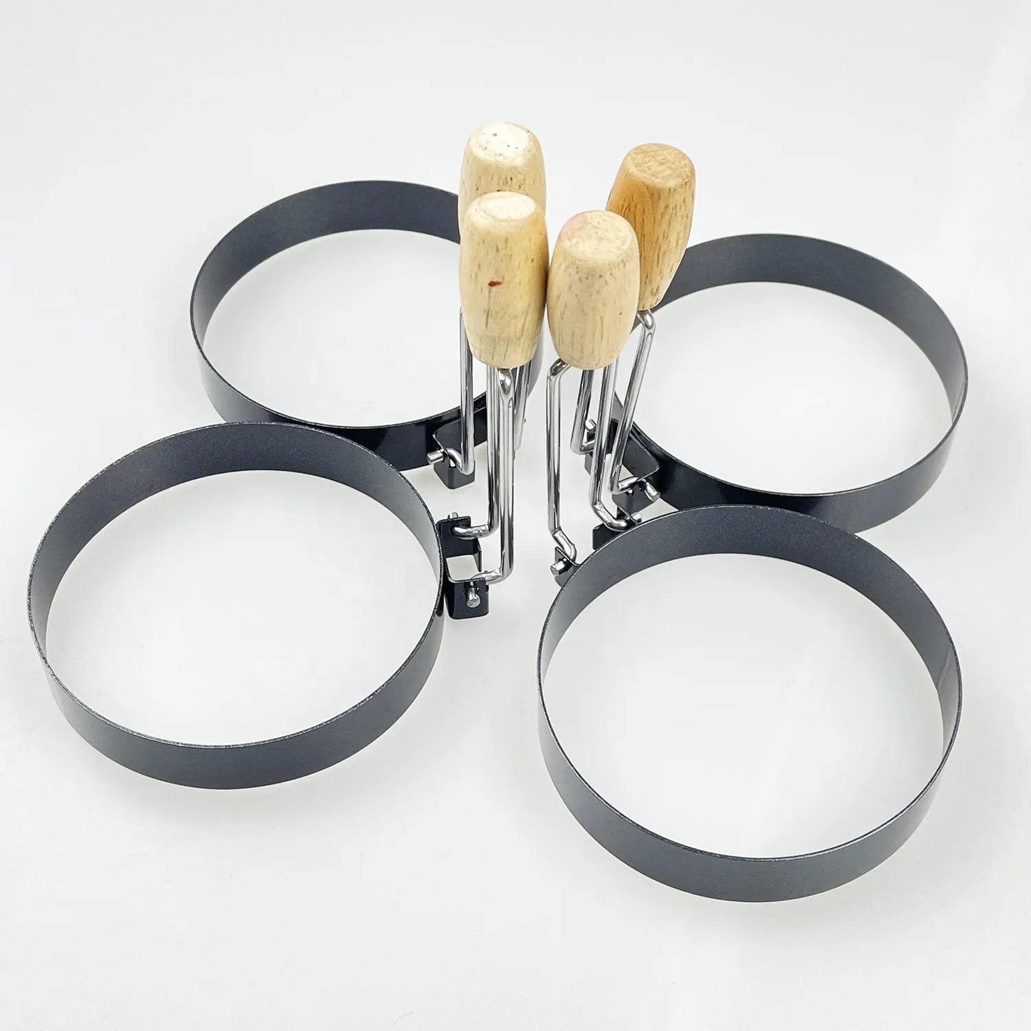 Stainless Steel Egg Ring With Wood Handle 4pcs  Round Breakfast Household Mold Tool Cooking Tool Omelette for Egg Maker