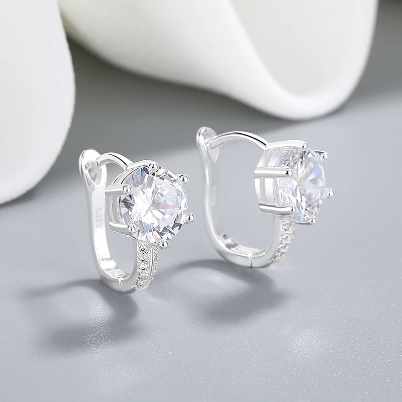 Gorgeous Colorful Zircon Silver Huggie Earrings Wholesale Option 925 Sterling Silver Earrings