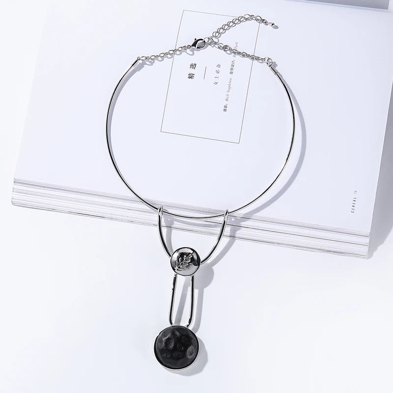 Ladies Choker Crystal Neck Wire Ring Collar Dangling Jewelry Necklace