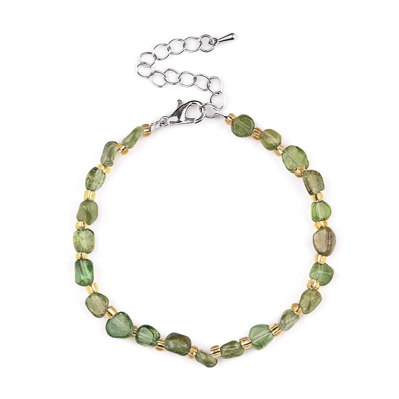 Hot Sale Religious Irregular Green Apatite Agate Crystal Stone Beads Bracelet Charm Fashion Unisex Bracelet As Gift Selection