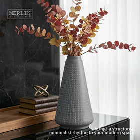 Merlin Living Modern Nordic Home Decor Scribing Ceramic Flower Vase Contemporary Porcelain Accessories for Home Decor