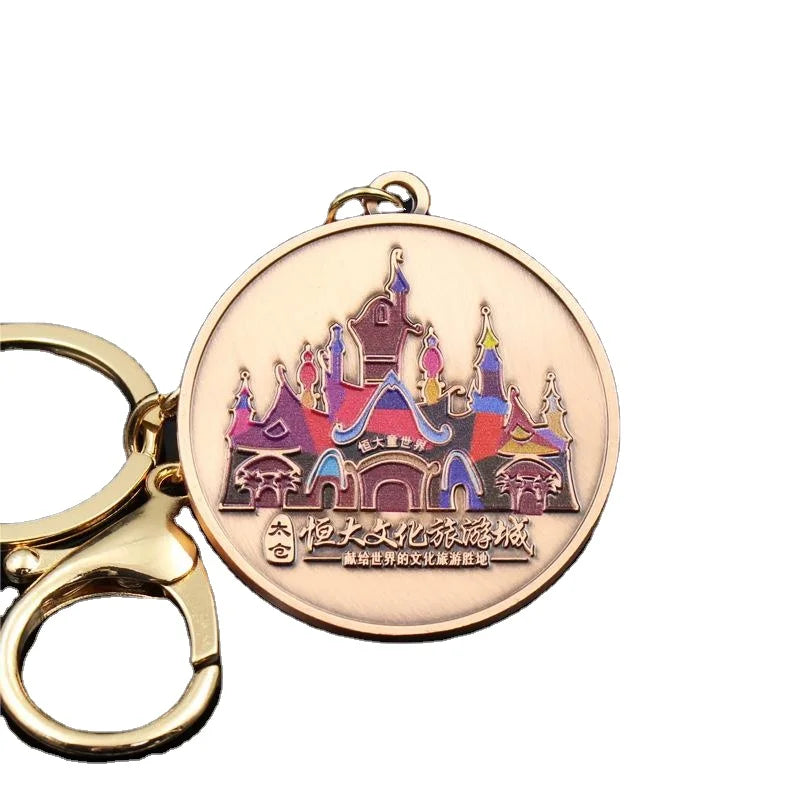 Custom Gold-Plated Metal Keyring Soft Enamel Keychain with Patriotism Theme and Custom Logo