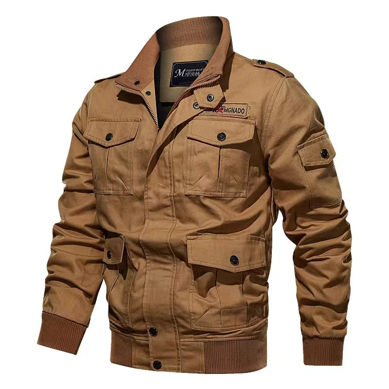 2022 High Quality  Uniform Men's Bomber Jacket Spring Autumn Multi Pocket Workwear Outdoor Casual Loose Jacket Plus Size